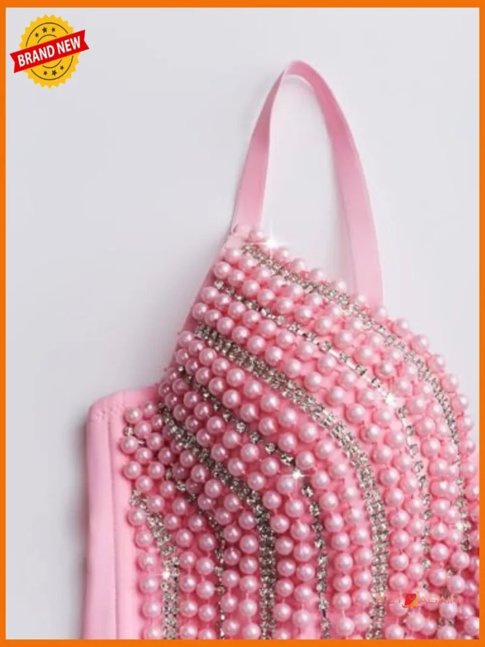 Sexy Rhinestone Bustier Crop Top Push Up Corset with Adjustable Straps